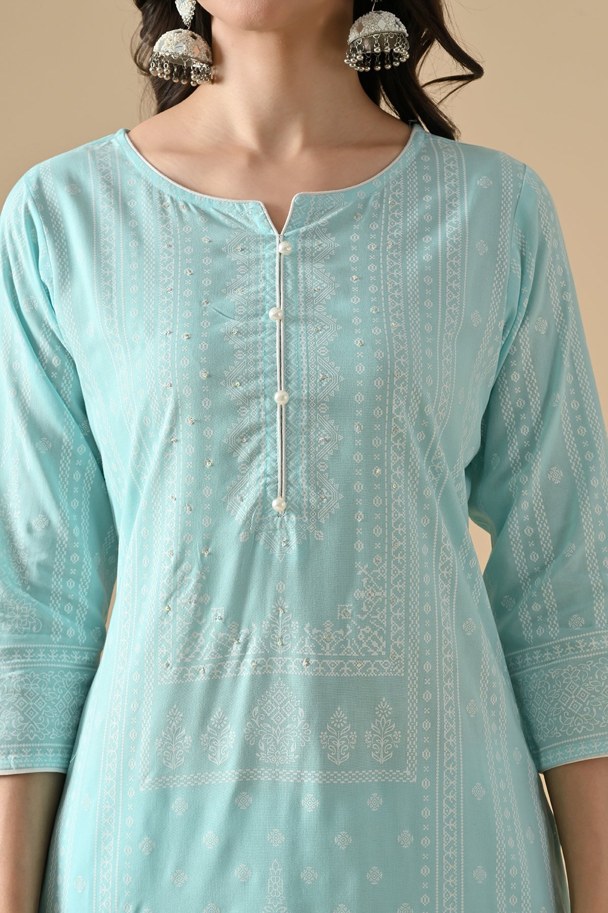 Sabhyata Ladies Western Kurti 3Pcs Set 255Ad506 Blue