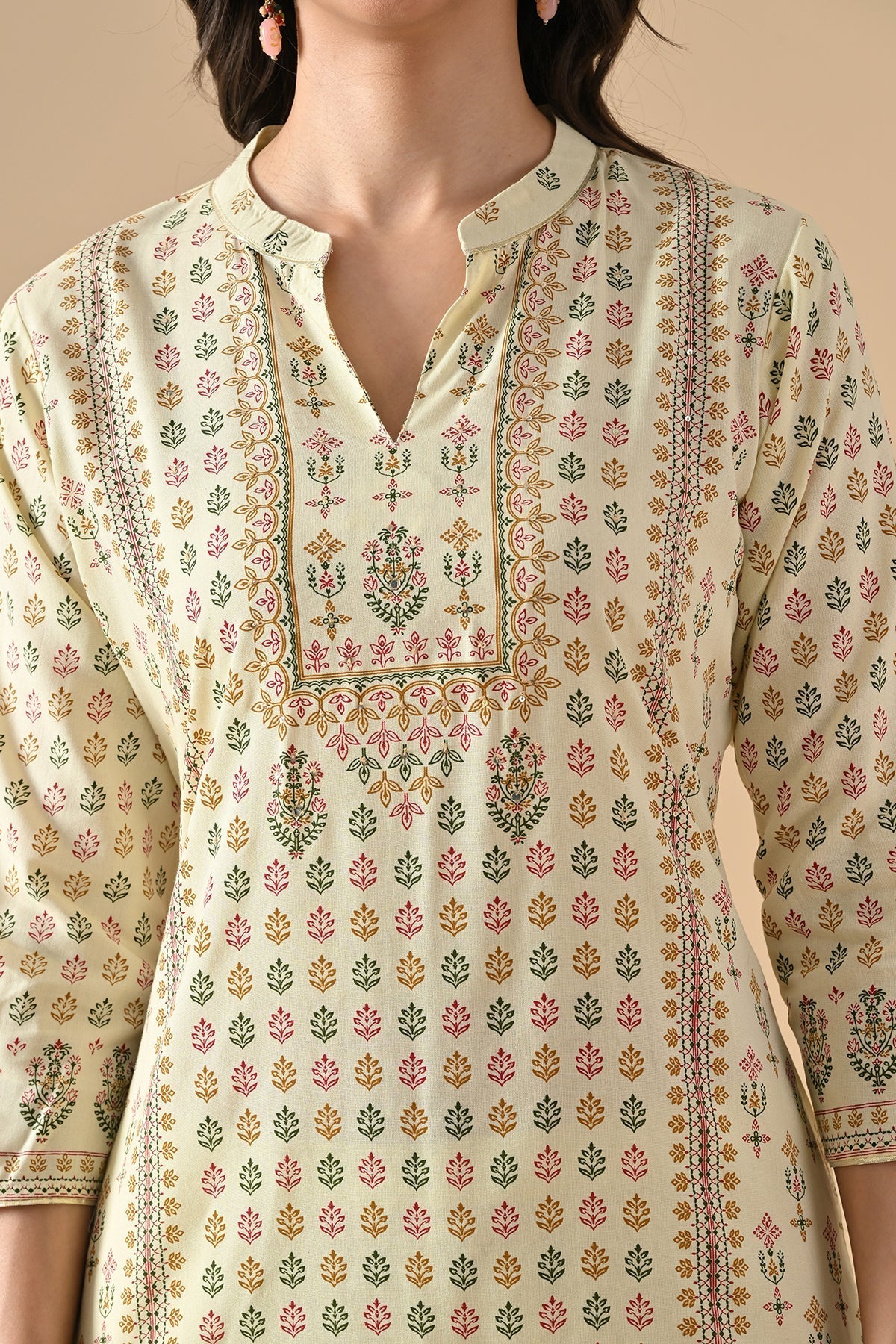 Sabhyata Ladies Western Kurti 3Pcs Set 255Ad545 Cream