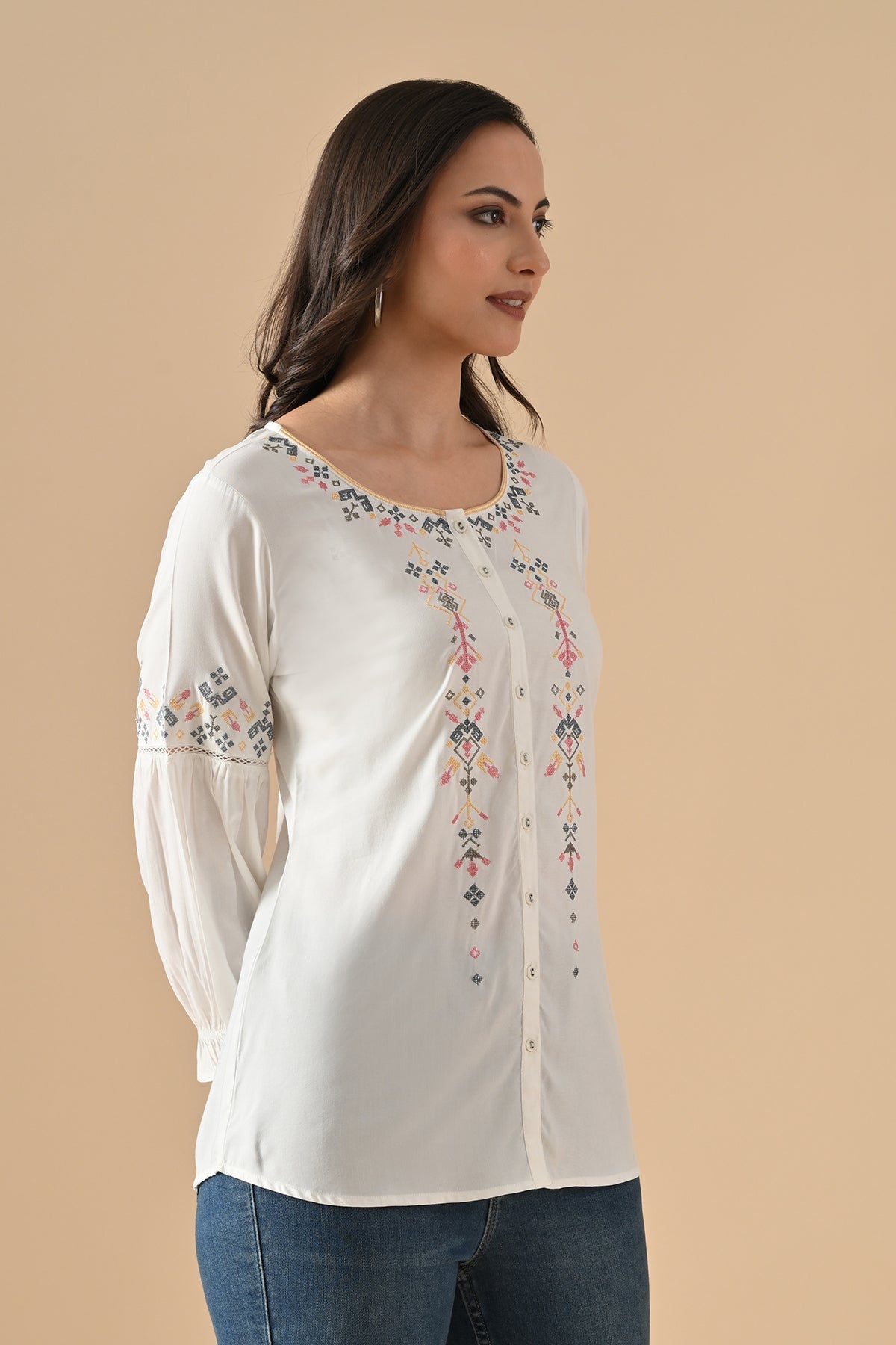 Sabhyata Ladies Western Kurti 1Pcs 255Bsk1442A White