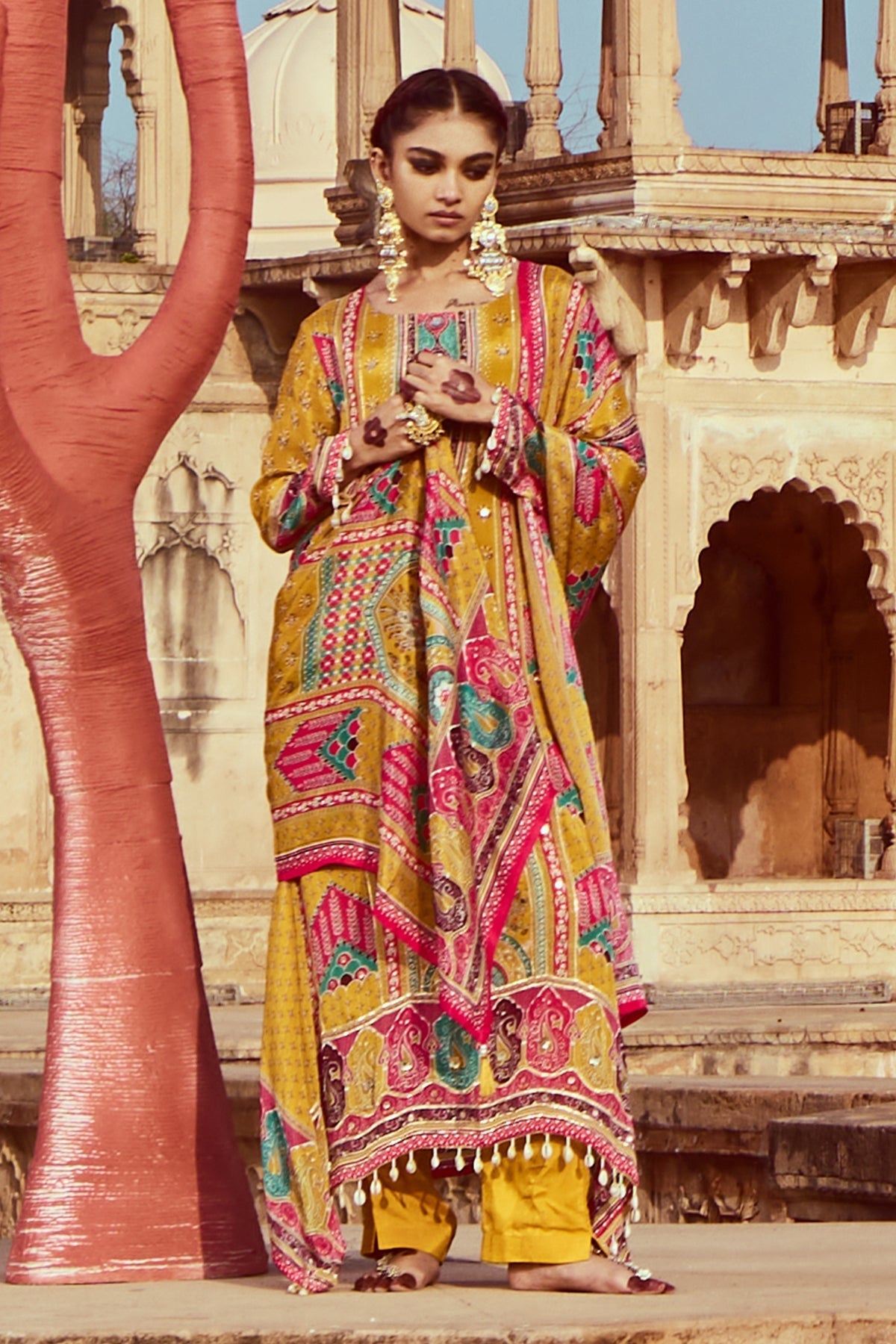 Sabhyata Ladies Western Kurti 3Pcs Set 255Kf2506 Mustard