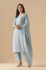 Sabhyata Ladies Western Kurti 3Pcs Set 255Nkc911 Blue