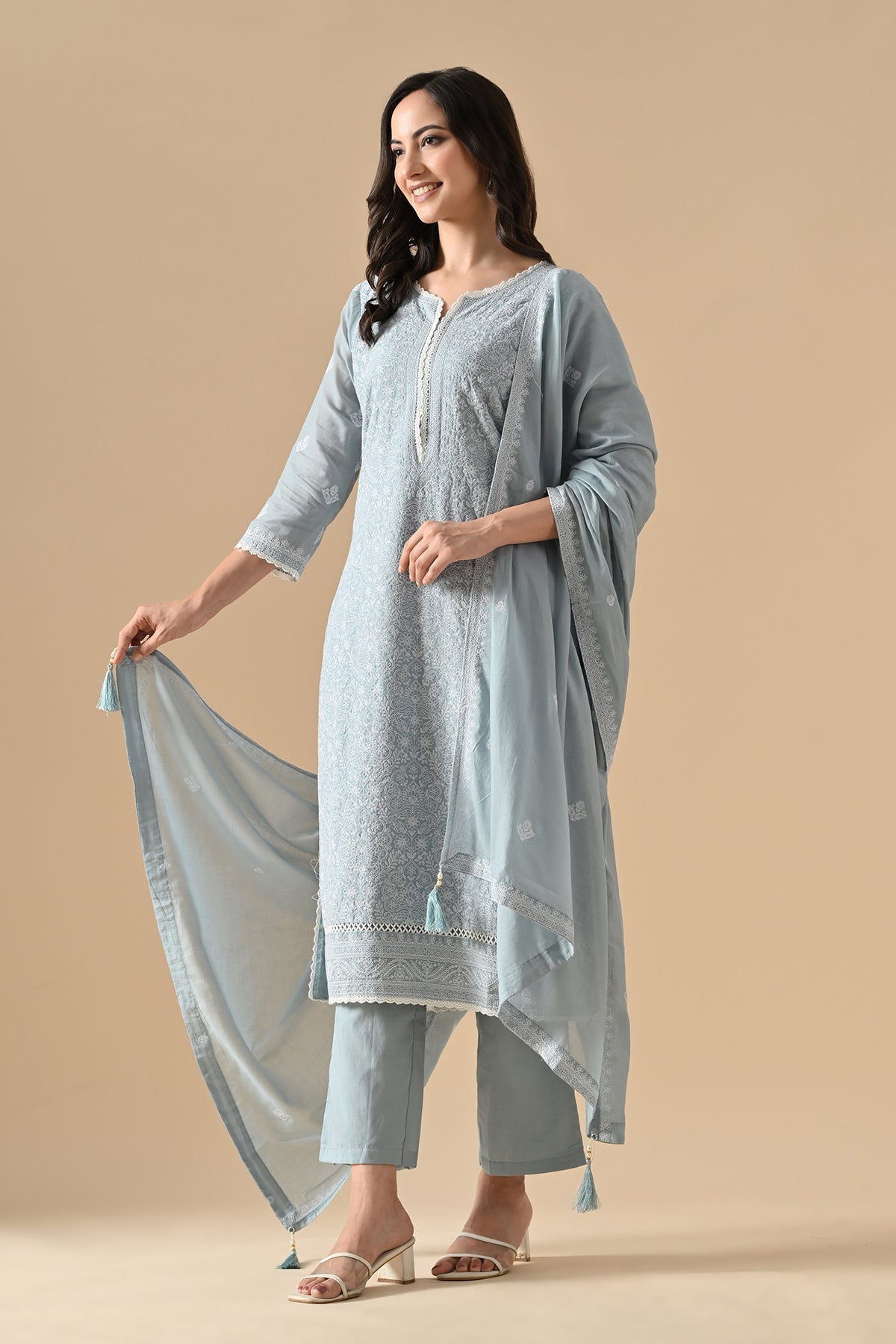 Sabhyata Ladies Western Kurti 3Pcs Set 255Nkc911 Blue