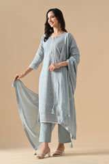 Sabhyata Ladies Western Kurti 3Pcs Set 255Nkc911 Blue