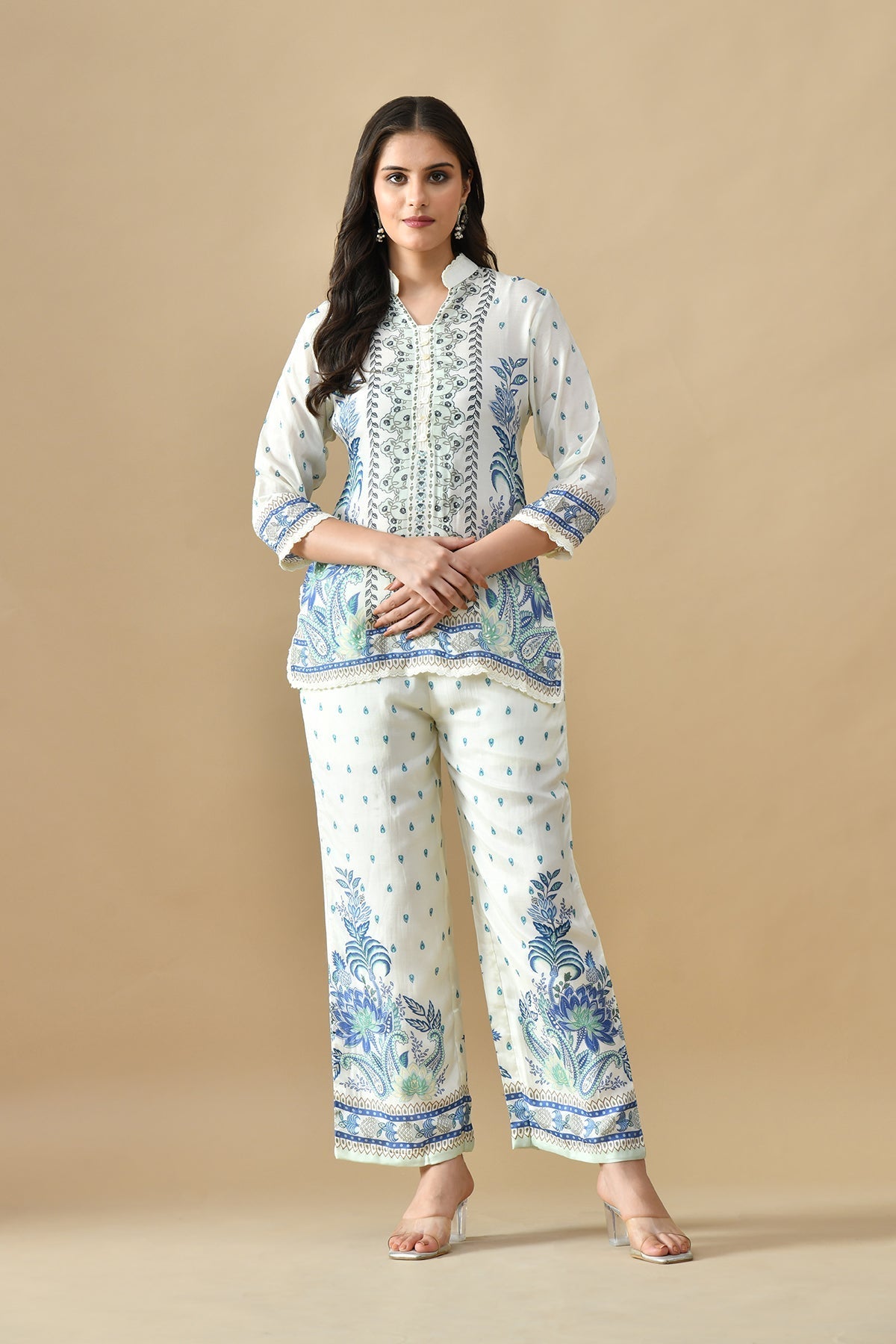 Sabhyata Ladies Western Kurti 3Pcs Set 256Nkc2502 Cream