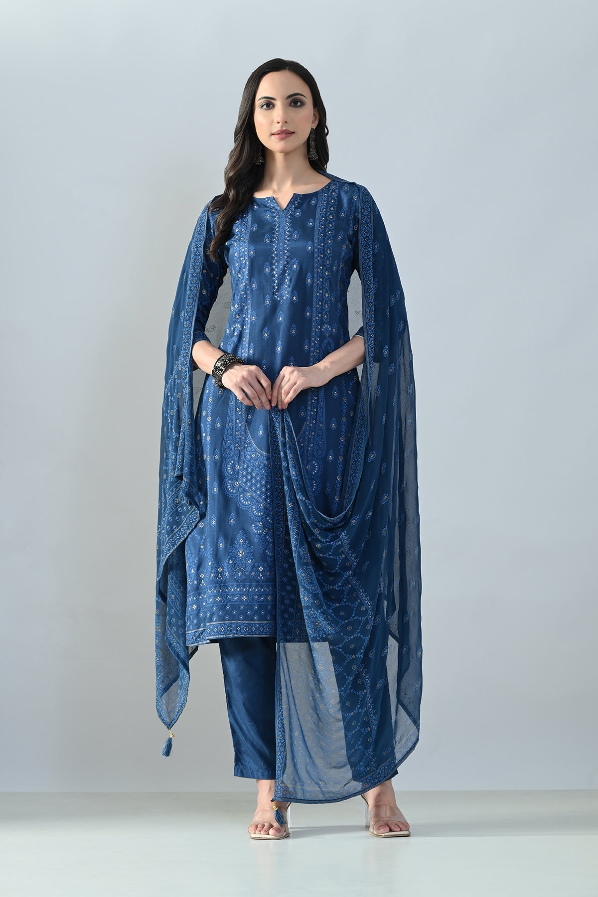 SABHYATA LADIES WESTERN KURTI 3PCS SET 258AD702A BLUE