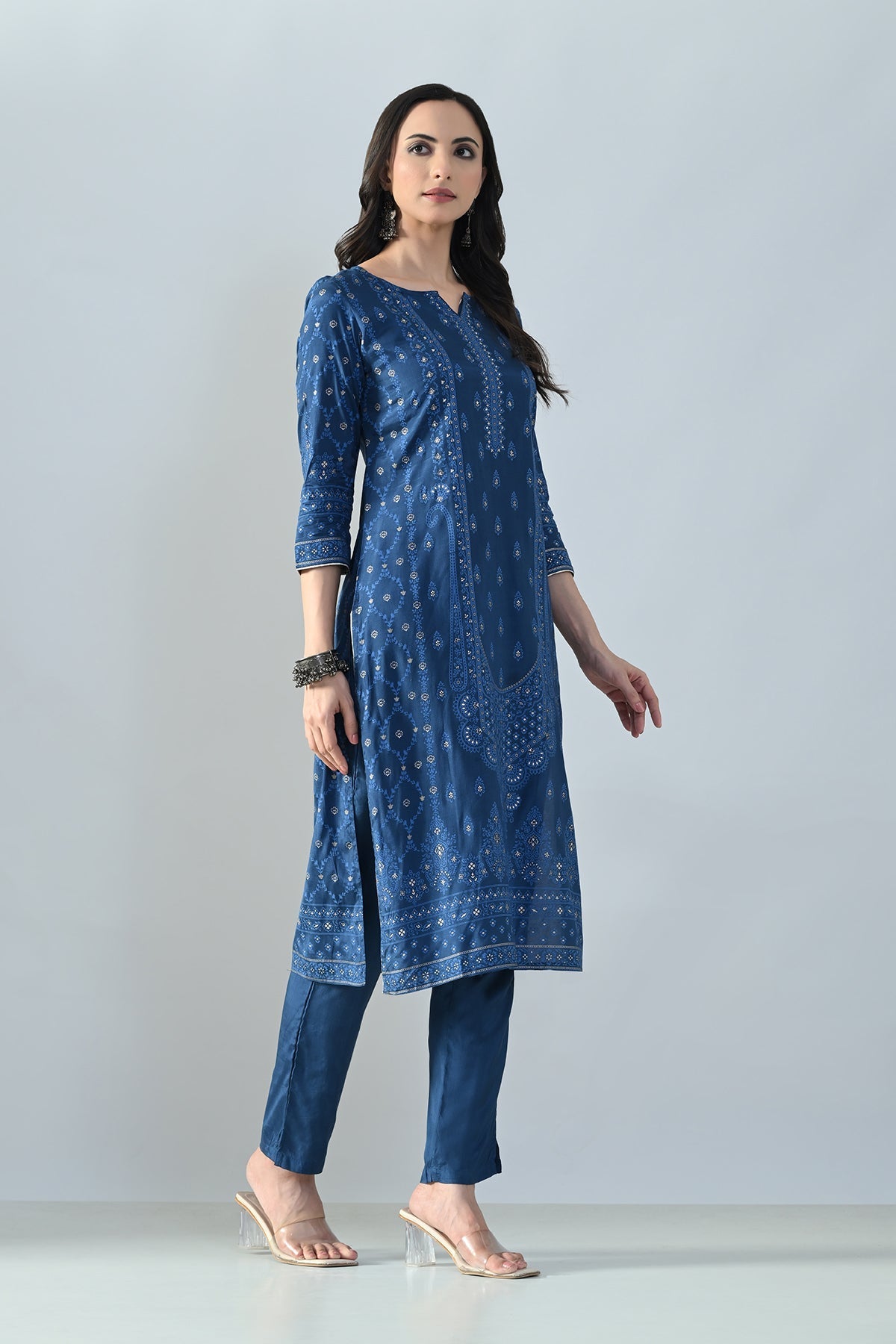 SABHYATA LADIES WESTERN KURTI 3PCS SET 258AD702A BLUE