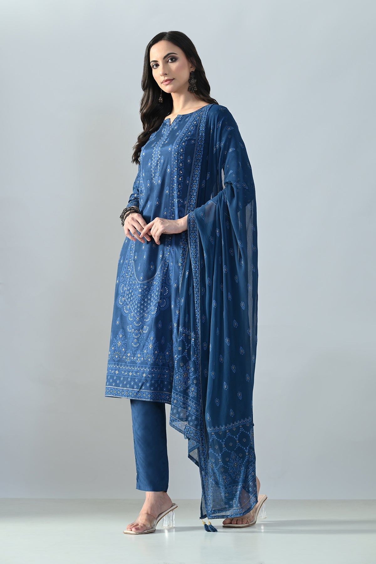 SABHYATA LADIES WESTERN KURTI 3PCS SET 258AD702A BLUE