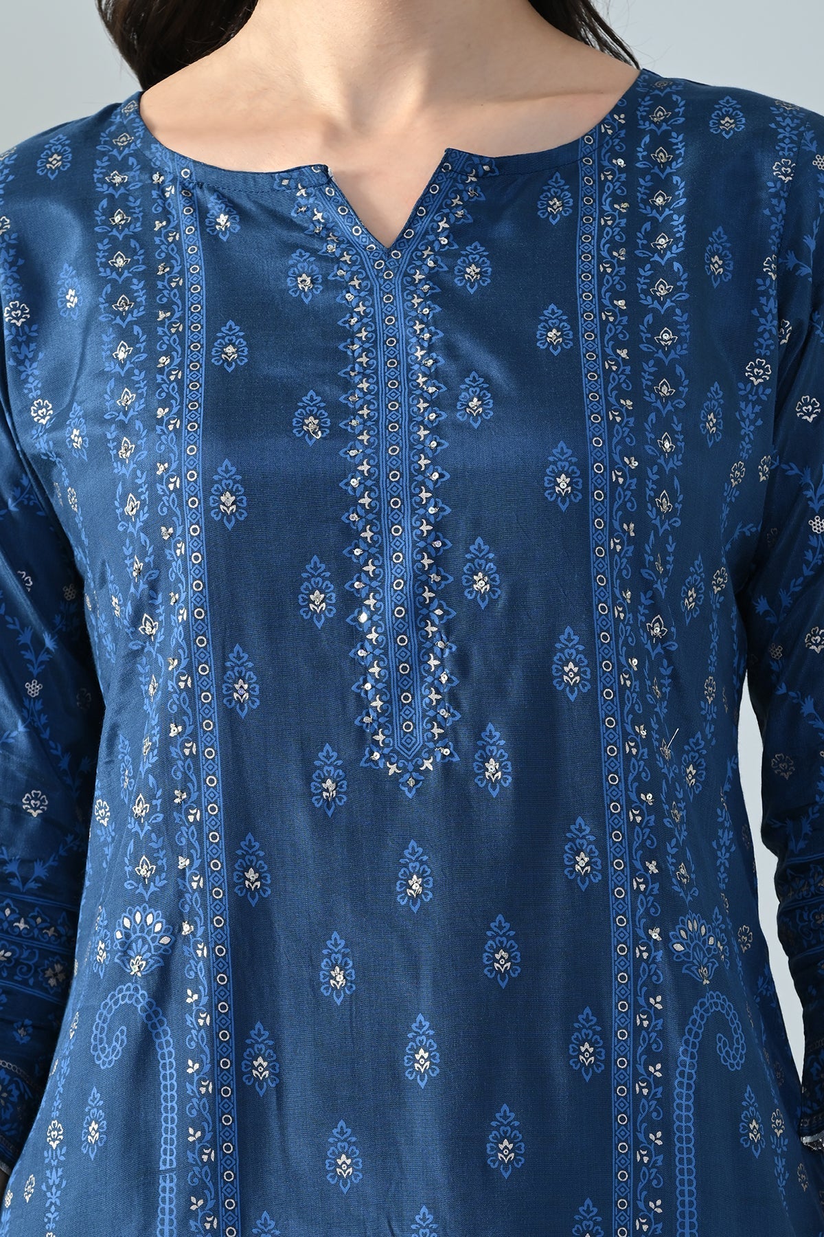 SABHYATA LADIES WESTERN KURTI 3PCS SET 258AD702A BLUE