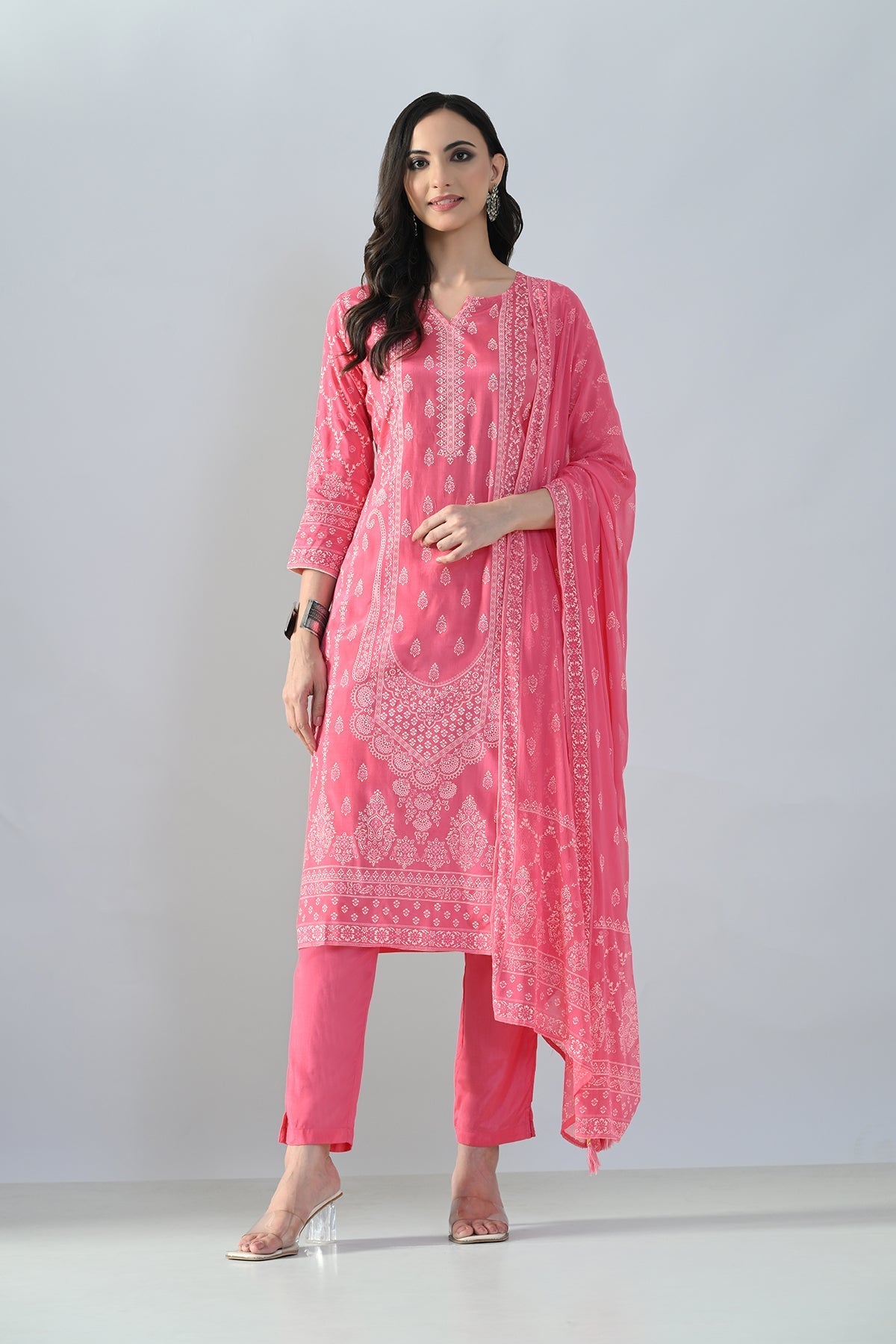 SABHYATA LADIES WESTERN KURTI 3PCS SET 258AD702B PINK