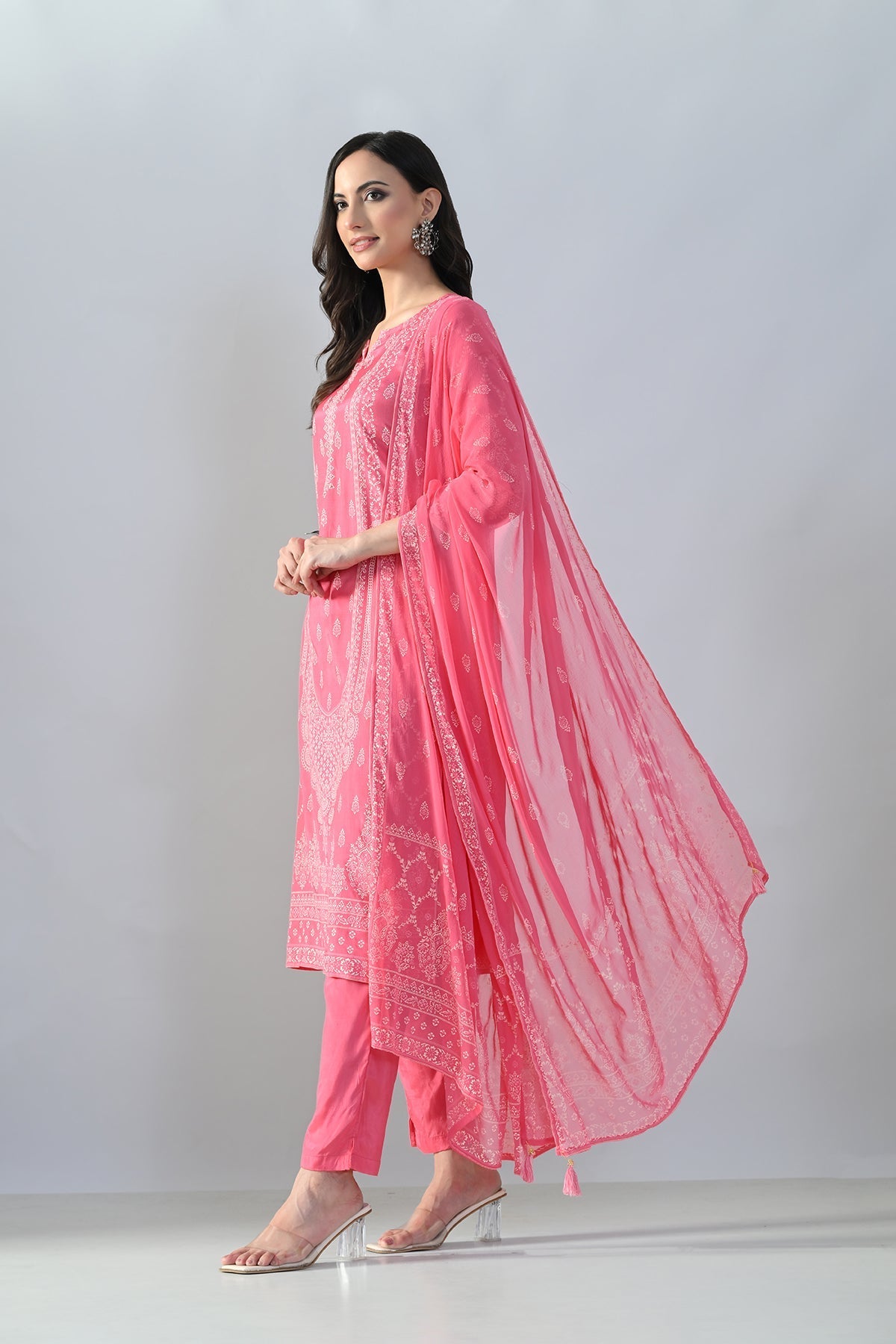 SABHYATA LADIES WESTERN KURTI 3PCS SET 258AD702B PINK