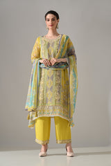 Mustard Printed Kurta Set