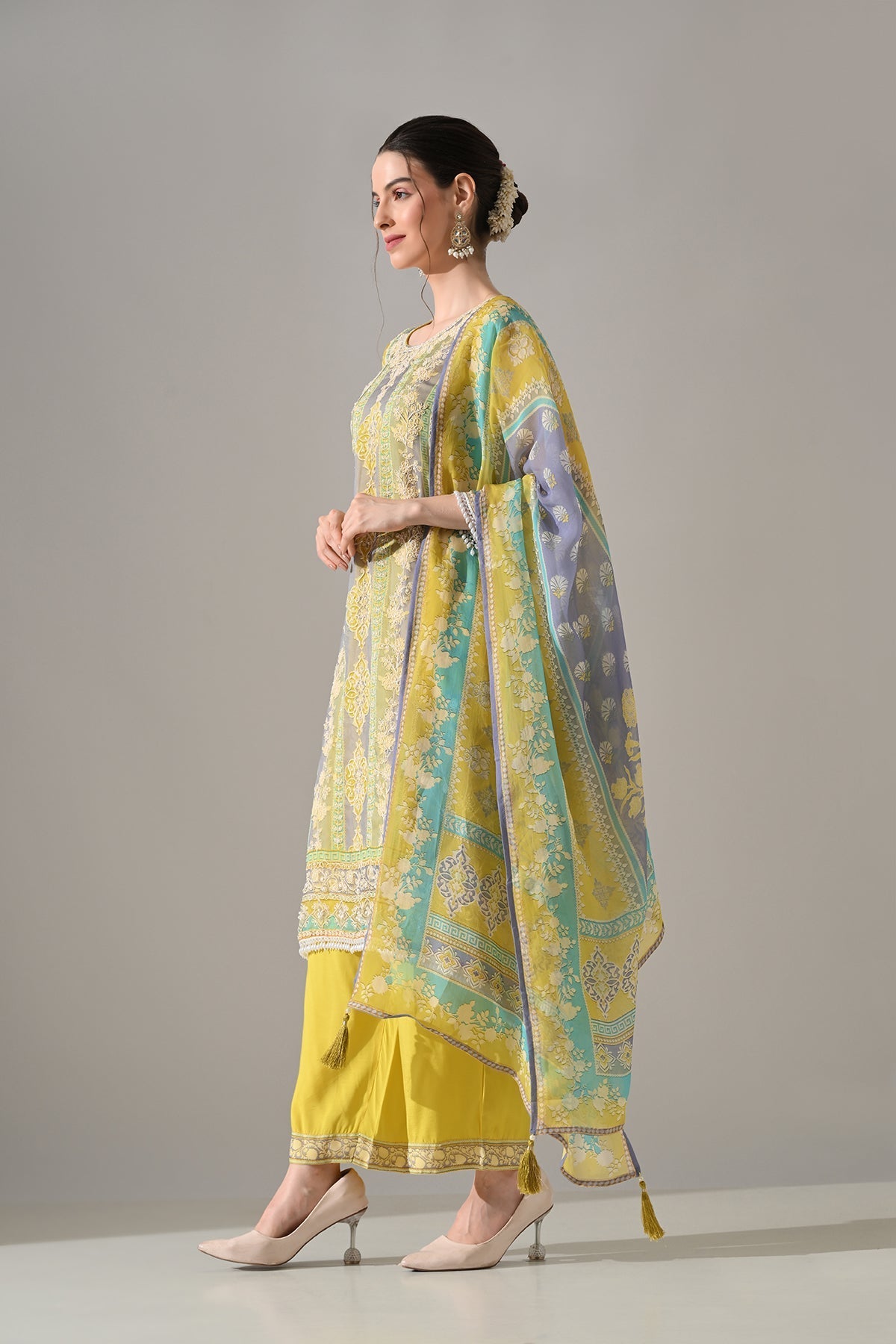 Mustard Printed Kurta Set