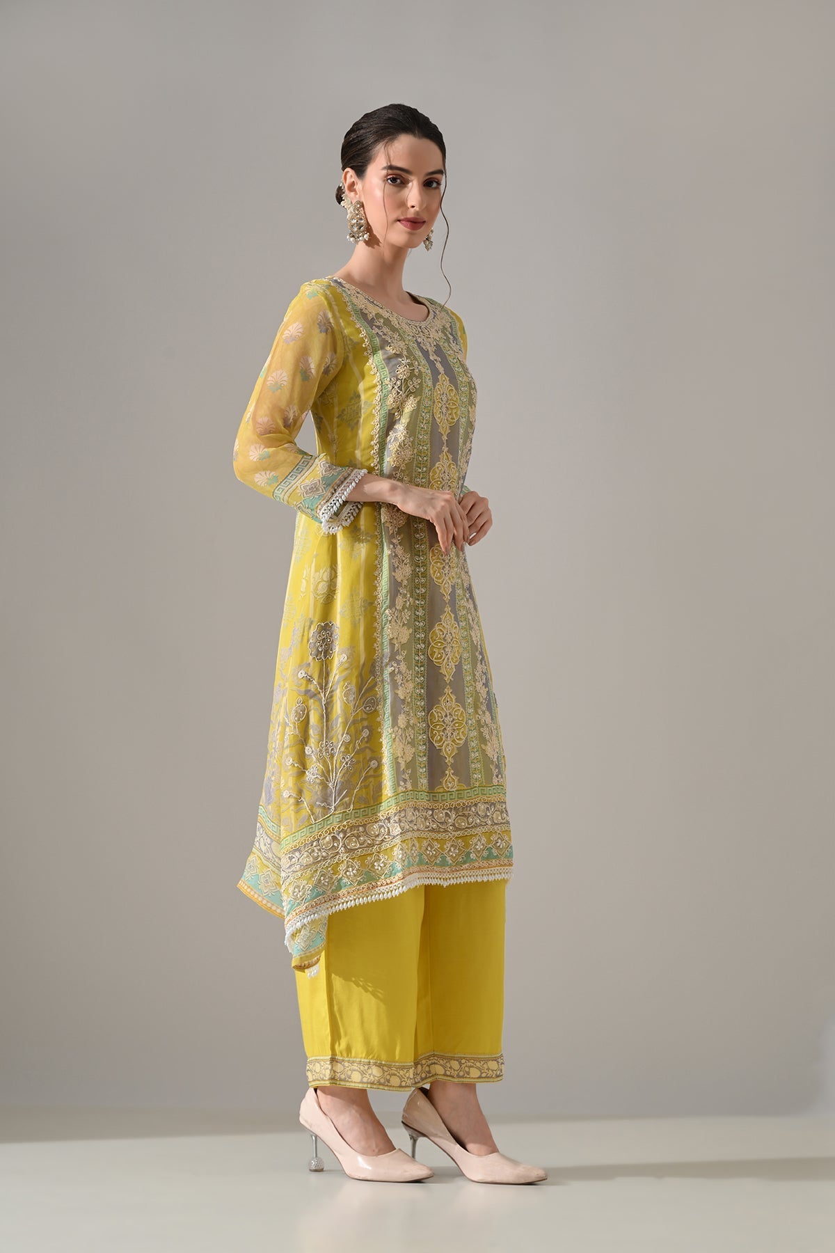 Mustard Printed Kurta Set