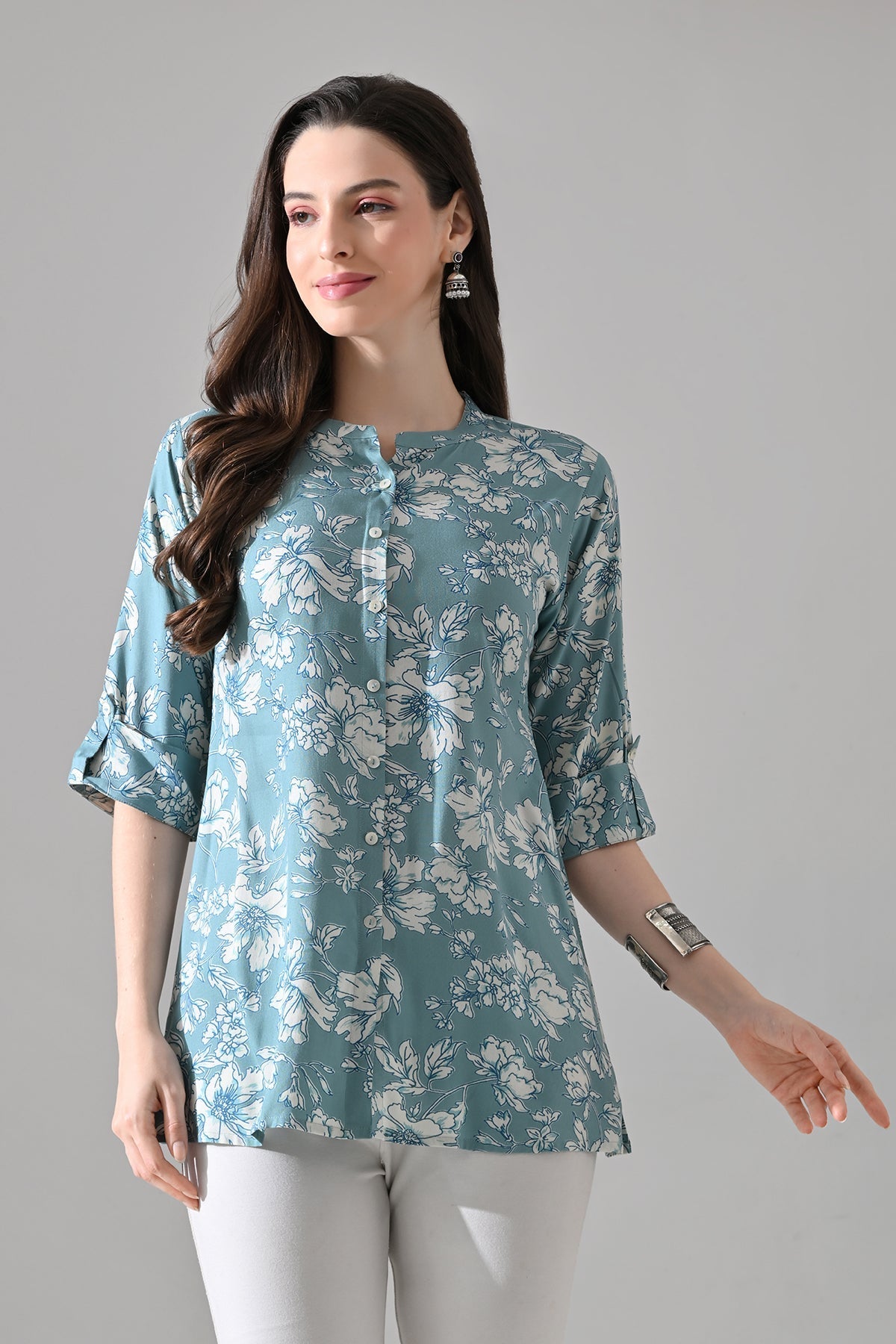 Green Printed Straight Top