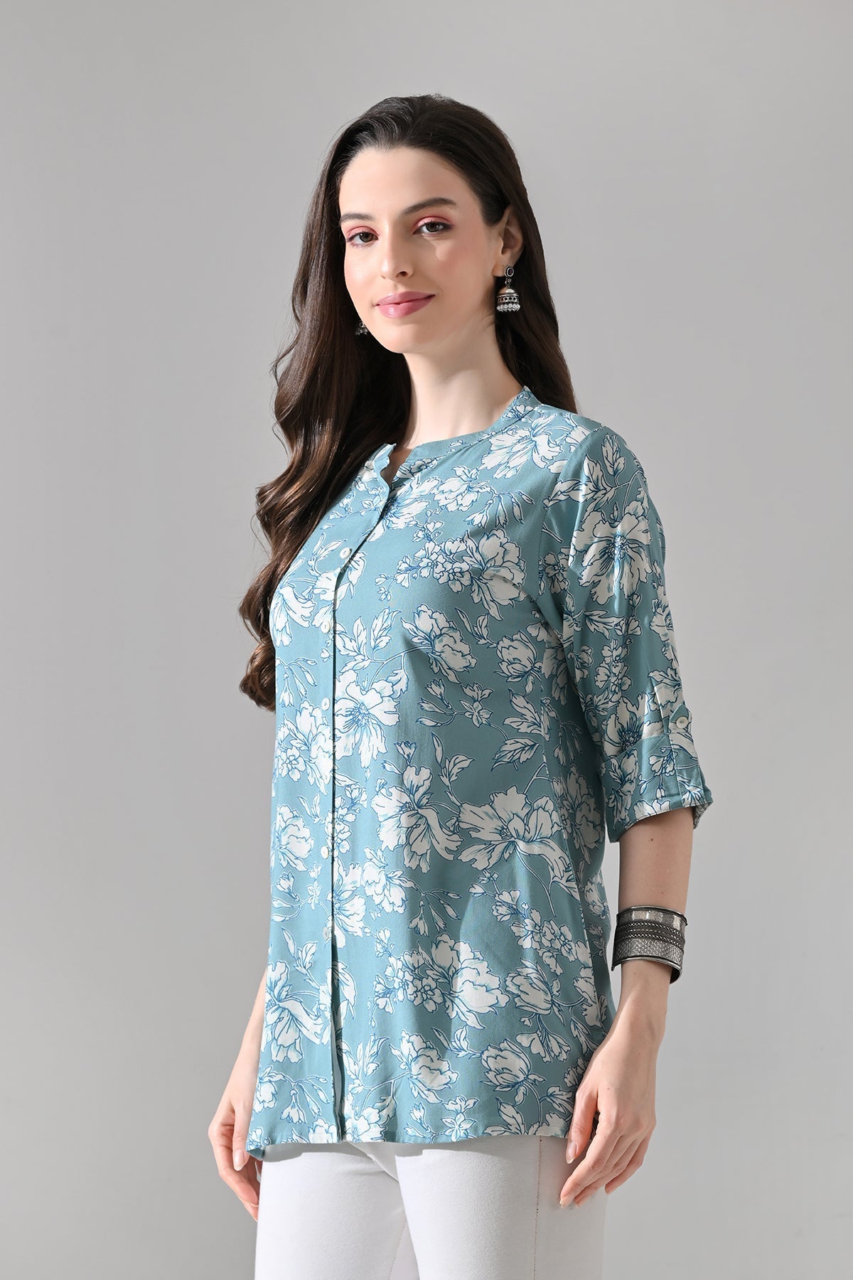 Green Printed Straight Top