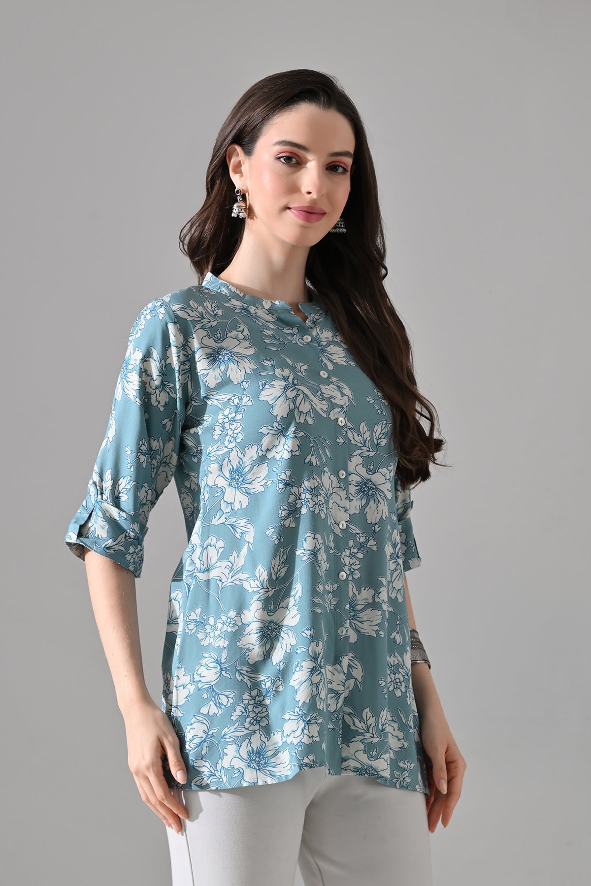 Green Printed Straight Top