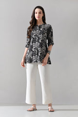 Black Printed Straight Top