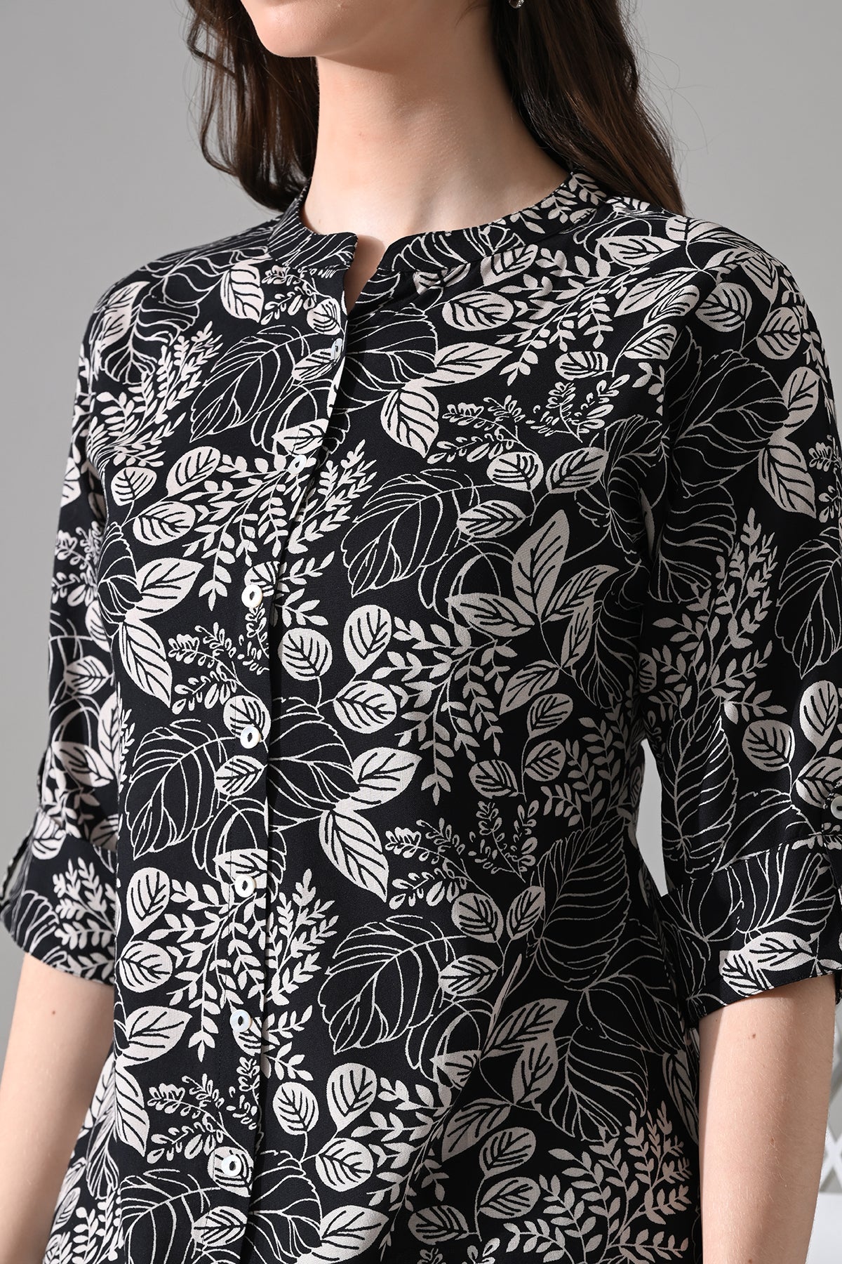 Black Printed Straight Top