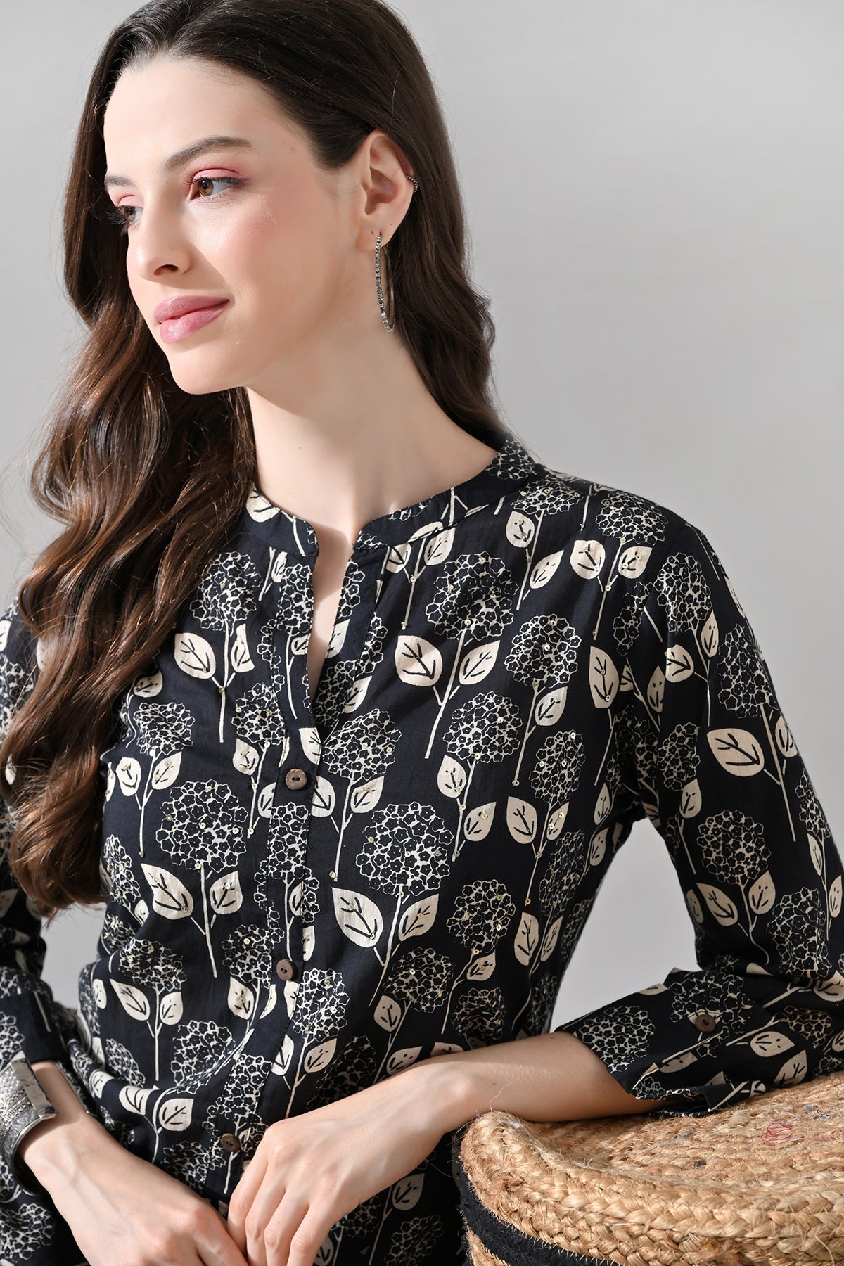 Black Printed Kurta