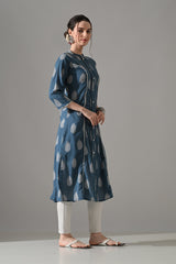 Blue Floral Printed Kurta