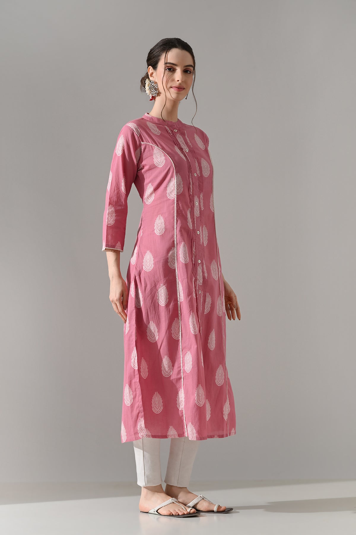 Pink Floral Printed Kurta