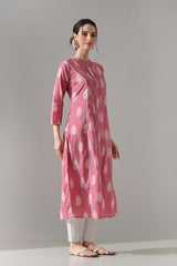Pink Floral Printed Kurta