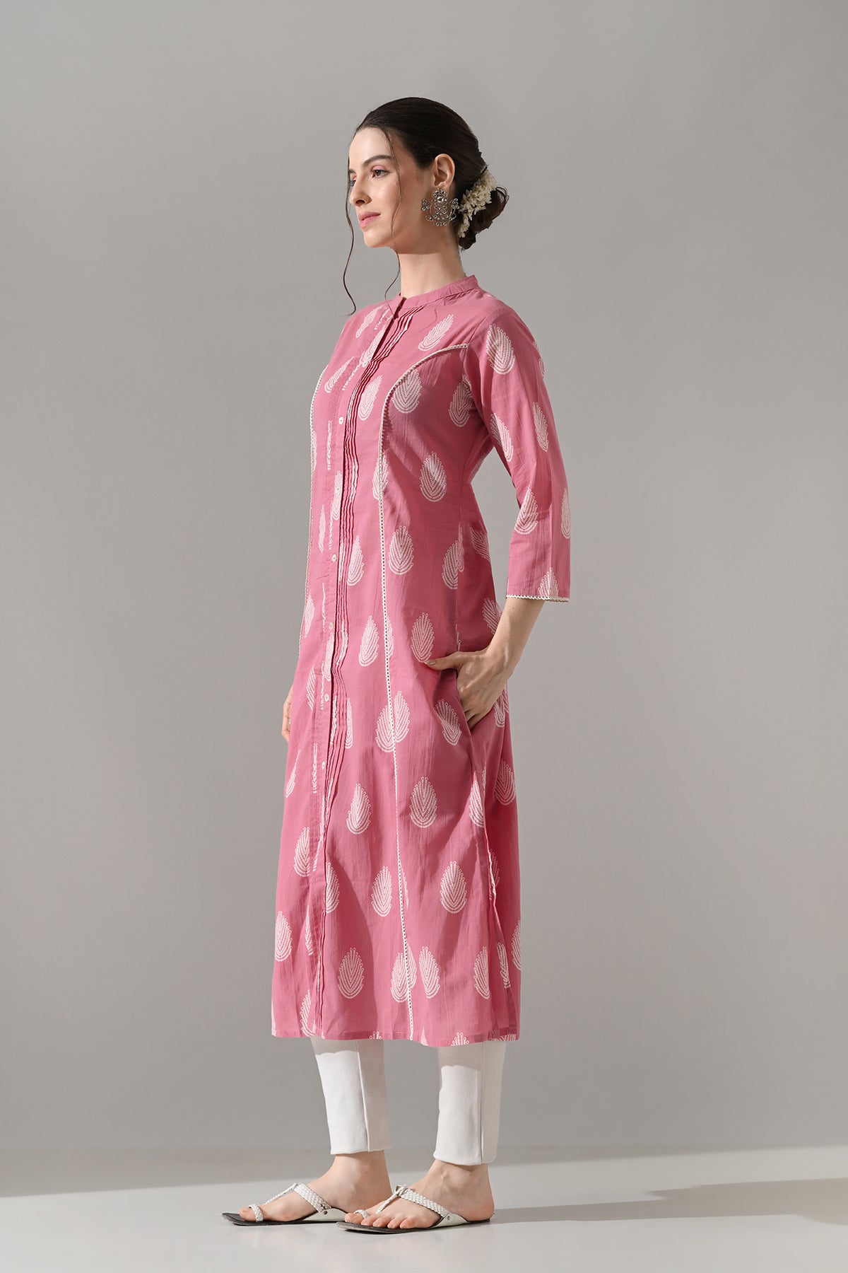 Pink Floral Printed Kurta