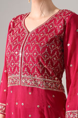 Pink Zari Embroidered Kurta Set