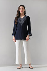 Blue Embroidered Top