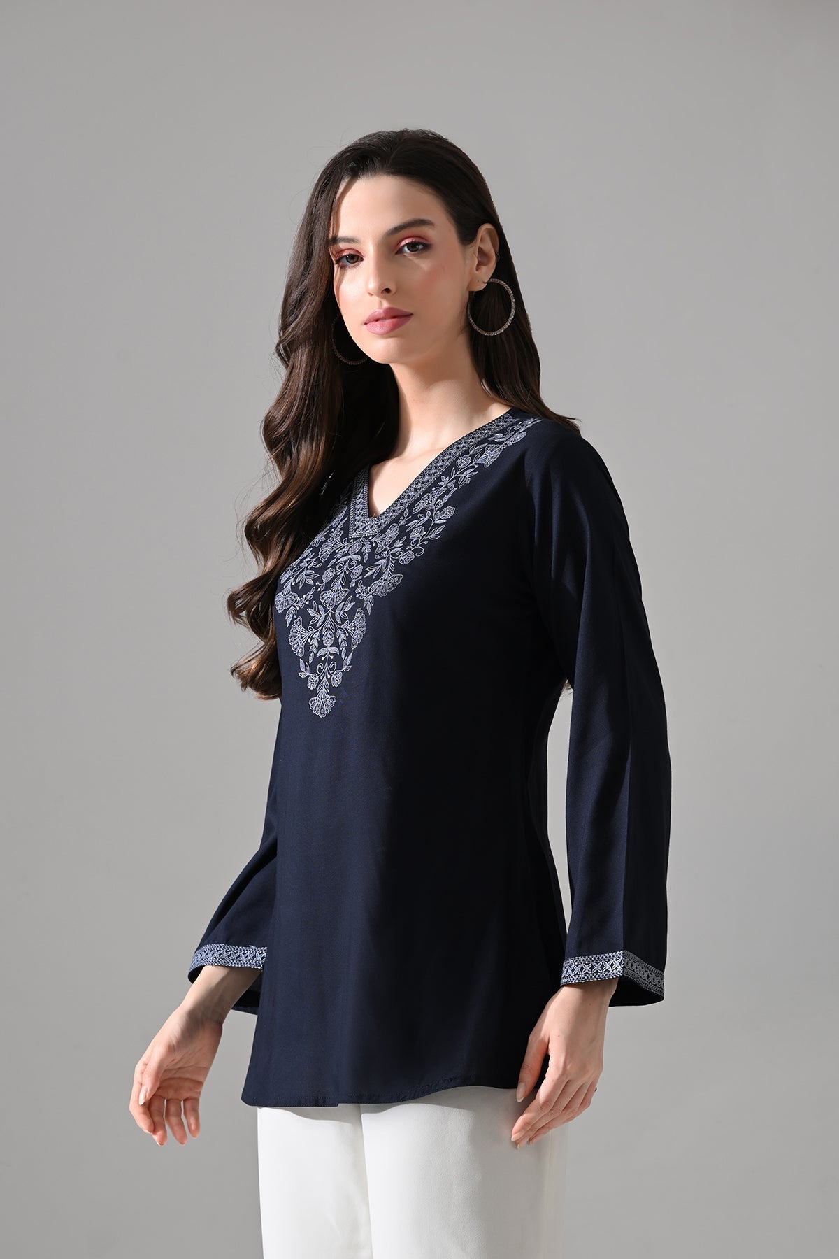 Blue Embroidered Top
