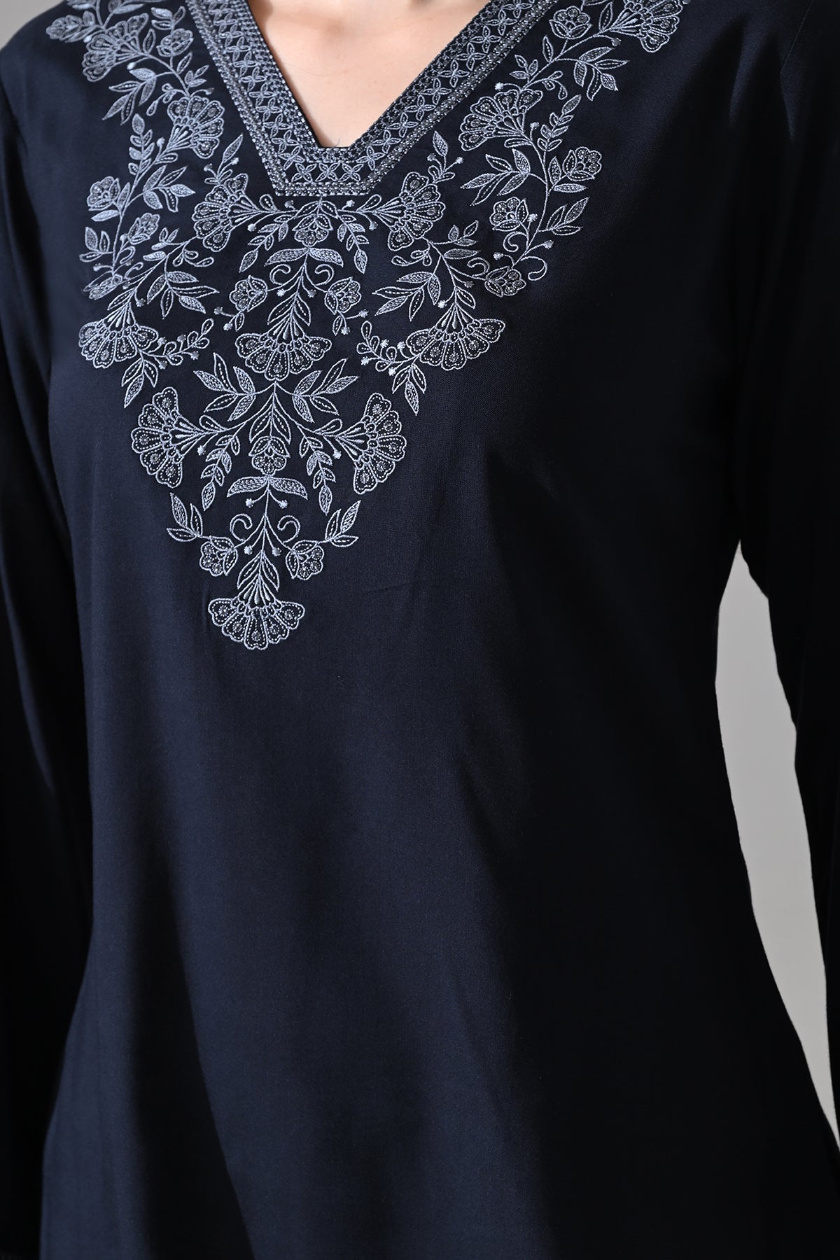 Blue Embroidered Top
