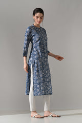 Blue Floral Printed Kurta