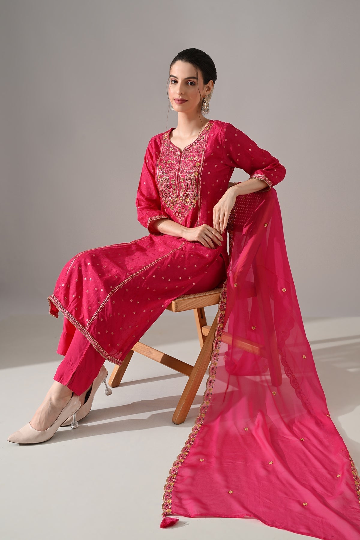 Pink Embroidered Kurta Set