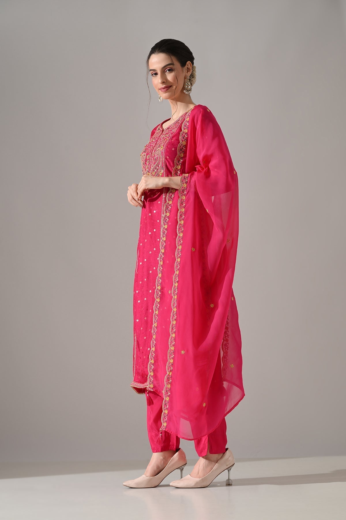 Pink Embroidered Kurta Set