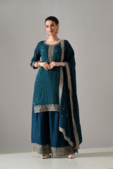 Green Printed Straight Kurta Set