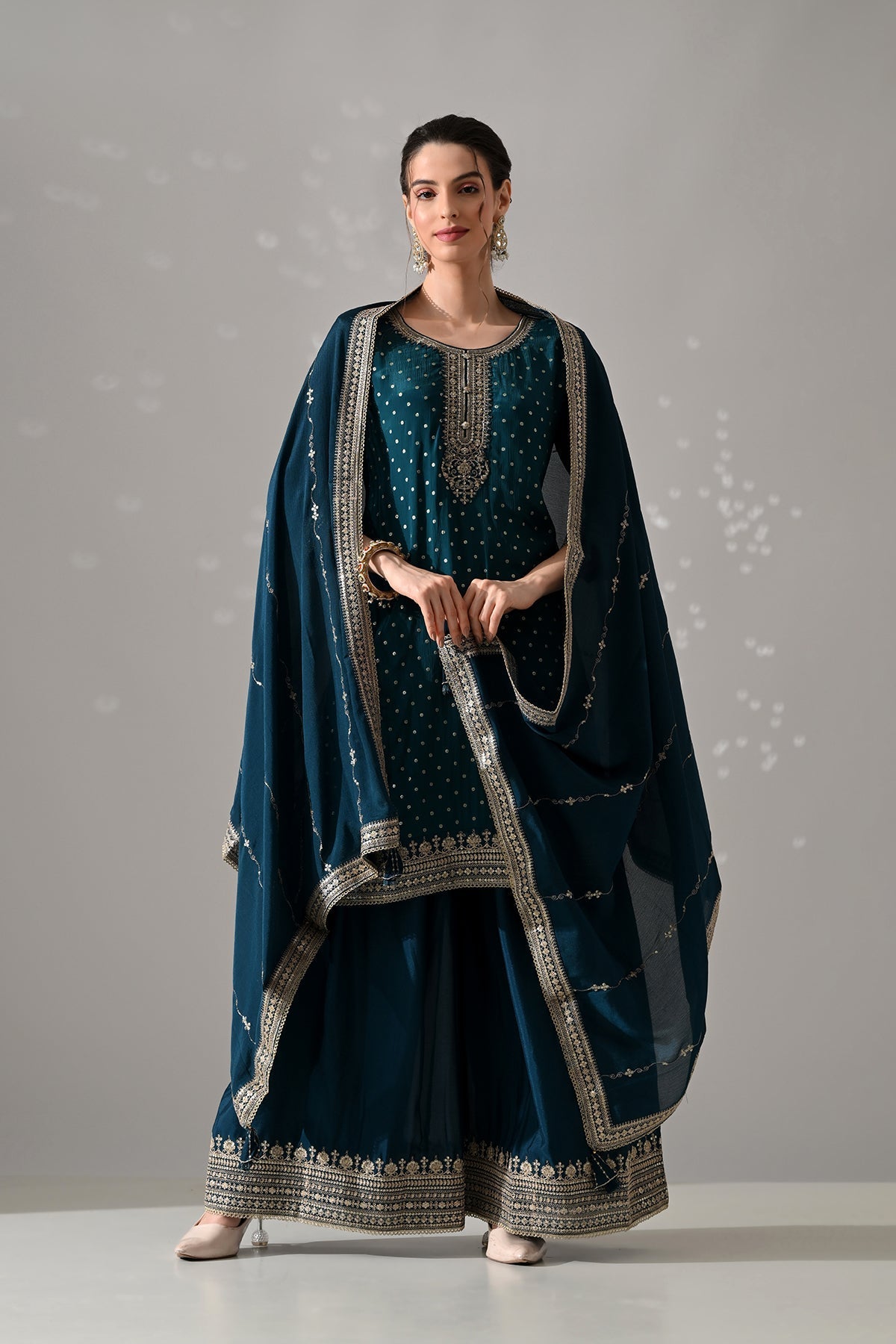 Green Printed Straight Kurta Set