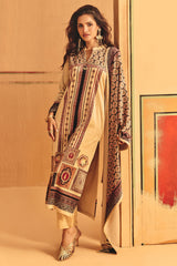 Winter Fawn Printed Velvet Kurta Set