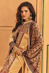 Winter Fawn Printed Velvet Kurta Set