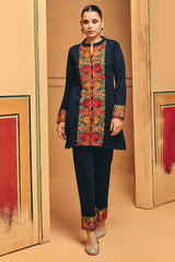 Winter Black Embroideredred Ethnic Motifs Co-Ord Set