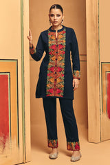 Winter Black Embroideredred Ethnic Motifs Co-Ord Set