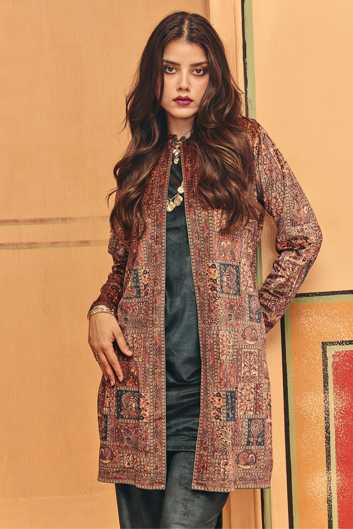 Winter Multi Printed Velvet Co-Ord Set