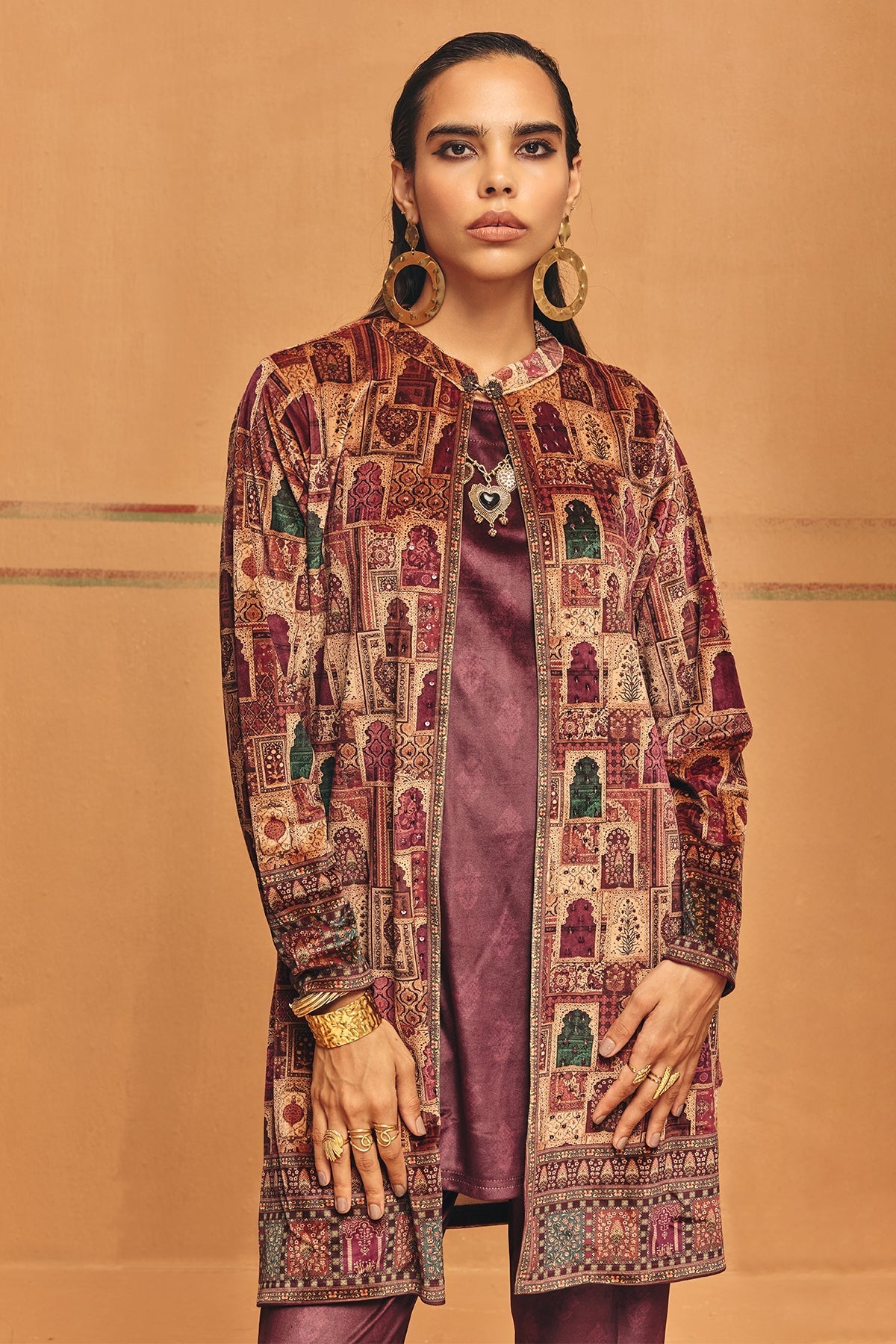 Winter Multi Printed Velvet Co-Ord Set