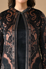 Winter Grey Printed Velvet Co-Ord Set