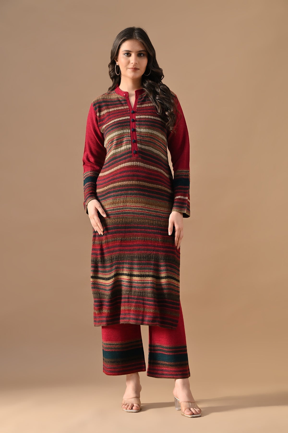 Winter Multi Self Design Woven Kurta Set