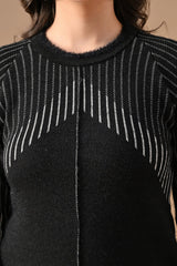 Winter Black Ethnic Motifs Woven Co-Ord Set