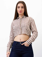 Spykar Ladies Western Top H/S Wshcs1Be130 Sepia Brown