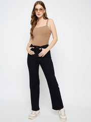 Madame Straight Fit Cotton Blend Jet Black Jeans