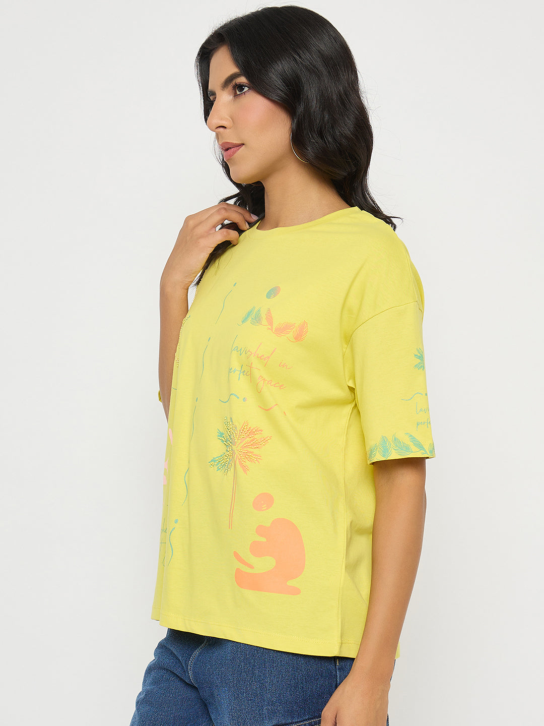 Madame All Over Print Lemon Yellow T-Shirt