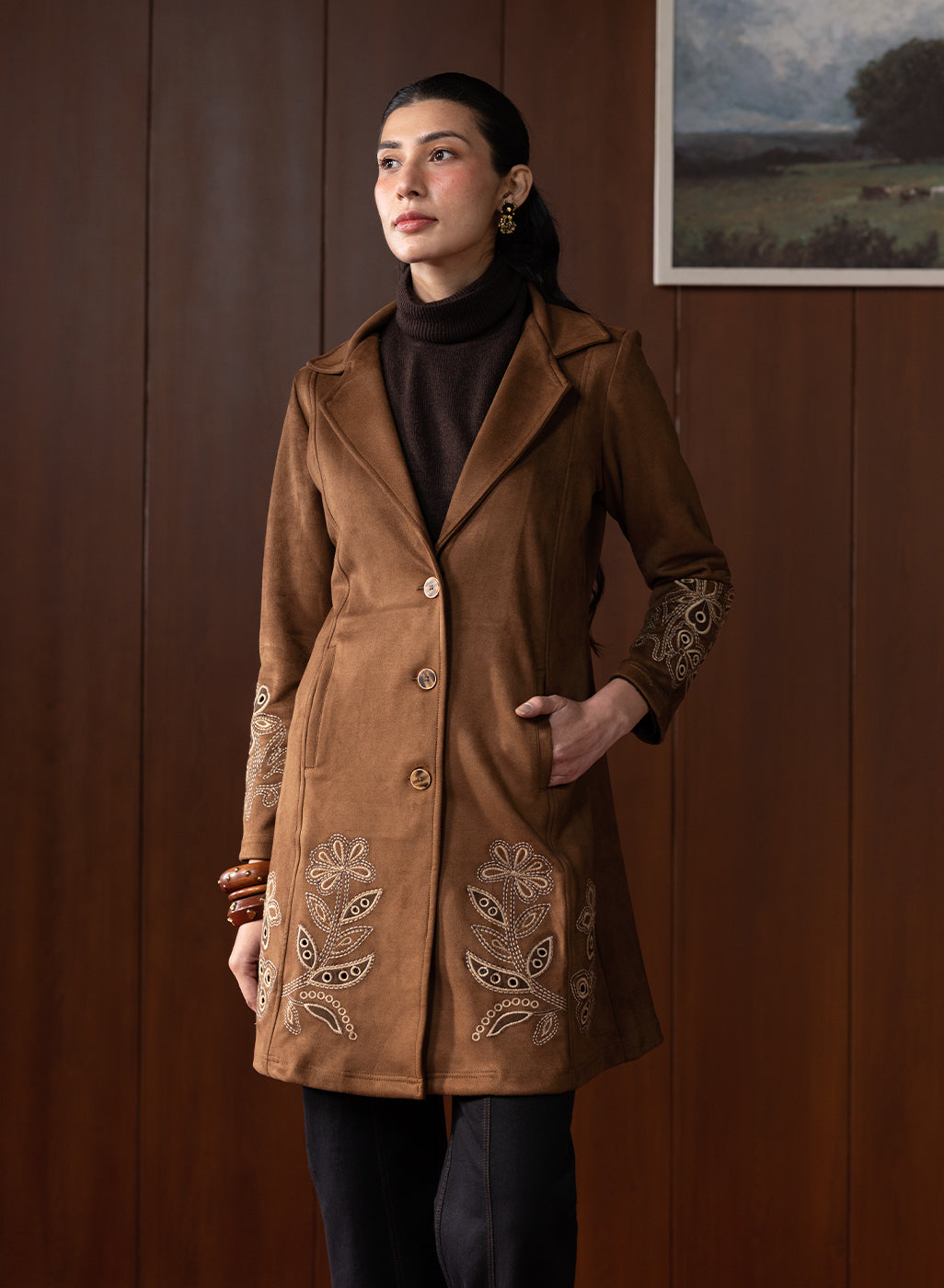 LAKSHITA LADIES WESTERN CARDIGAN COAT F0526 21 TAN BEIGE