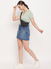 Madame Green Deep V Neck Fitted Cotton T-Shirt